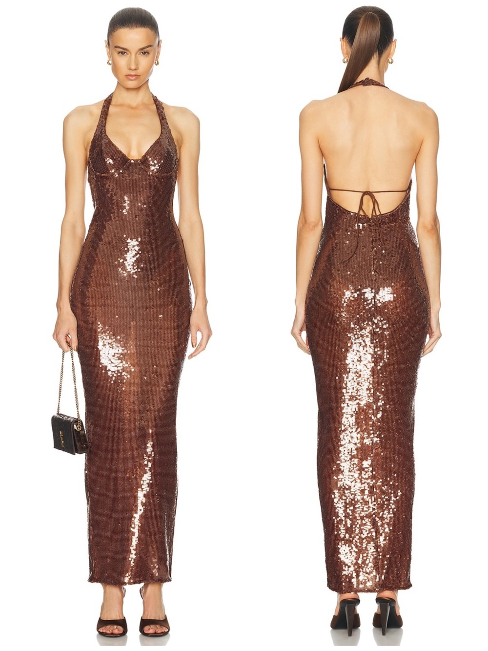 The New Arrivals Ilkyaz Ozel Coralie Sequin Halter Gown Maxi Dress NWT $1550